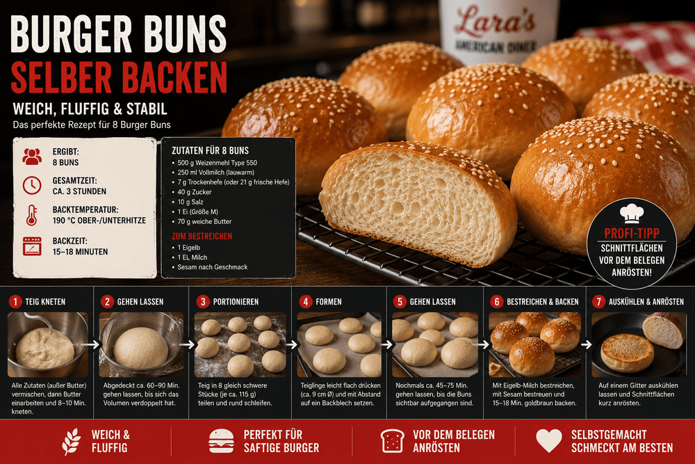 Selbst gebackene Burger Buns
